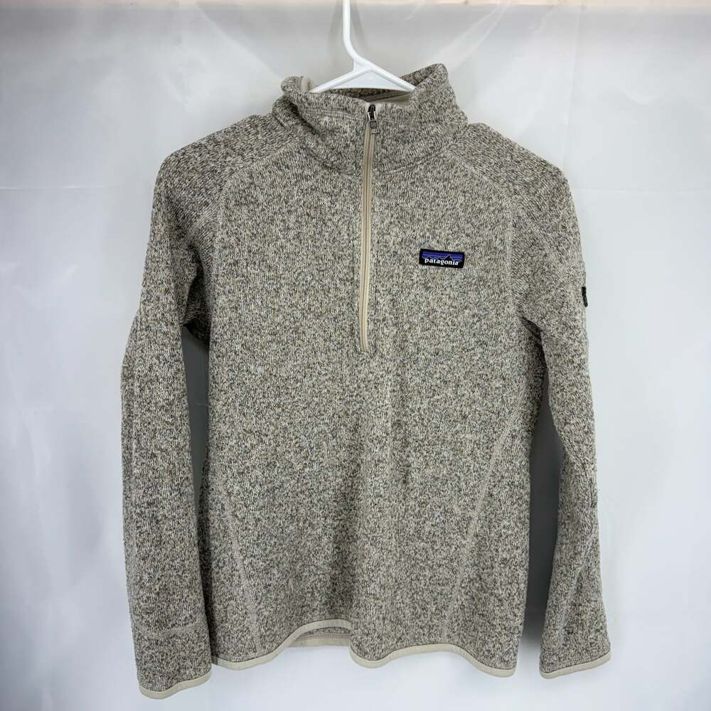 Patagonia Women S Better Sweater 1/4 Zip Pullover Beige Fleece Lined Long Sleeve